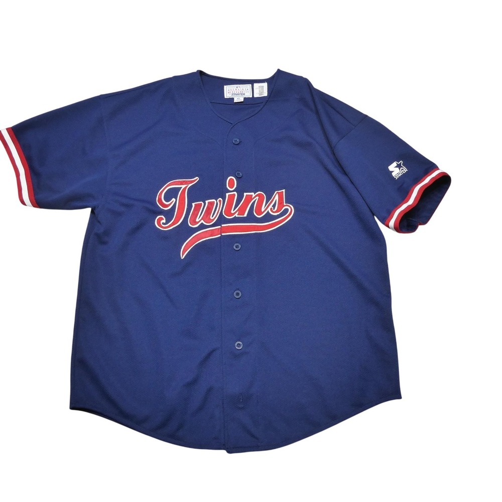Vintage Starter Minnesota Twins Baseball Jersey Mens XL Blue MLB Stitched MN